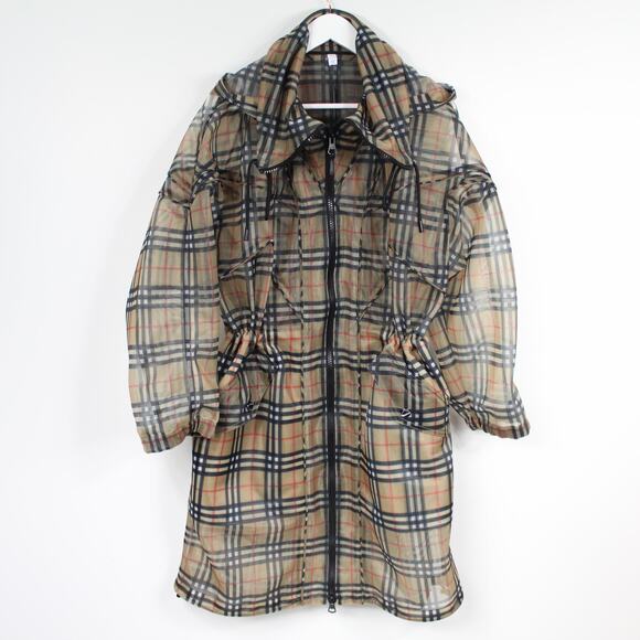 New Burberry Plaid Check Mesh Jacket - Picture 10 of 16